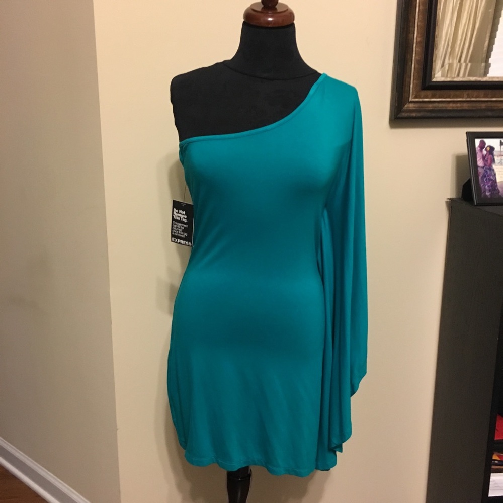 Turquoise one shoulder short dress